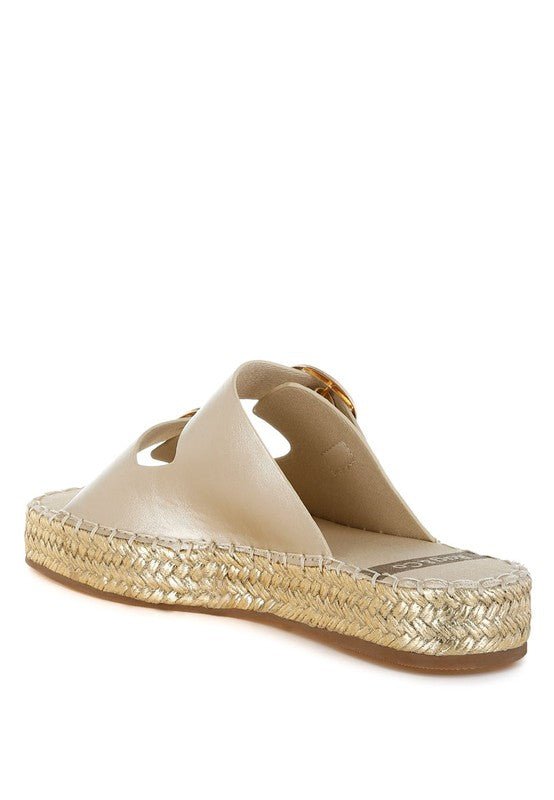 Miova Metallic Buckle Detail Espadrille Flatforms - Blu Lotus Boutique