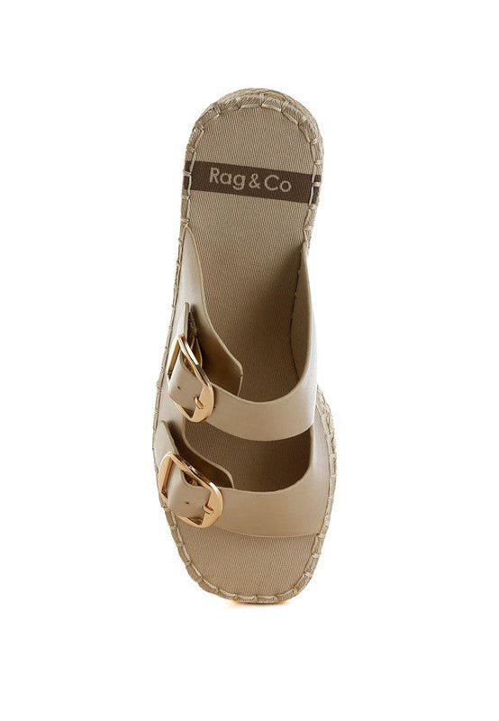 Miova Metallic Buckle Detail Espadrille Flatforms - Blu Lotus Boutique