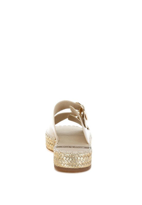 Miova Metallic Buckle Detail Espadrille Flatforms - Blu Lotus Boutique