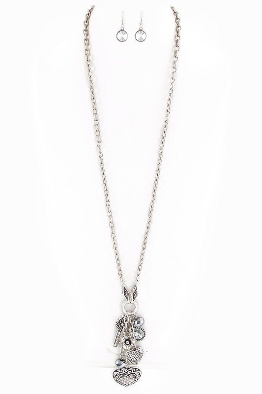 Mix Heart Charms Long Necklace Set - Blu Lotus Boutique