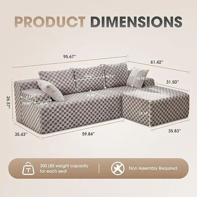 Modular L - Shaped 3 - Seat Sectional | Memory Foam with Deep Seating & Storage Modules | Living Room Sofa - Blu Lotus Boutique