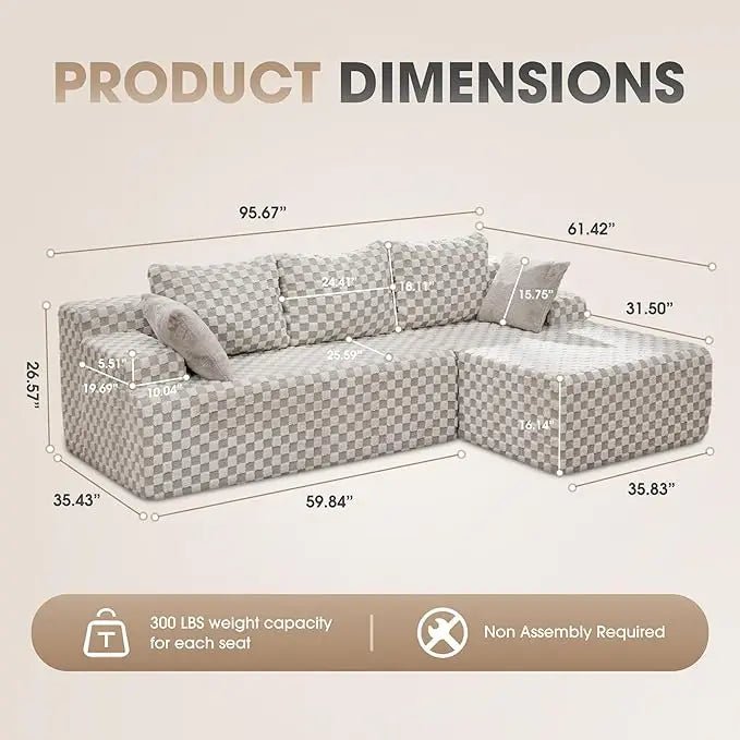 Modular L - Shaped 3 - Seat Sectional | Memory Foam with Deep Seating & Storage Modules | Living Room Sofa - Blu Lotus Boutique