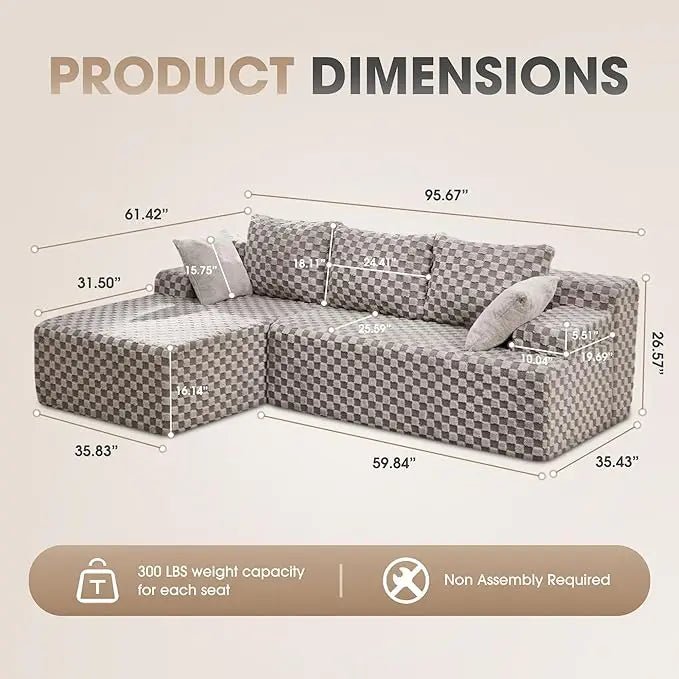 Modular L - Shaped 3 - Seat Sectional | Memory Foam with Deep Seating & Storage Modules | Living Room Sofa - Blu Lotus Boutique