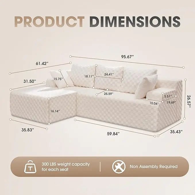 Modular L - Shaped 3 - Seat Sectional | Memory Foam with Deep Seating & Storage Modules | Living Room Sofa - Blu Lotus Boutique
