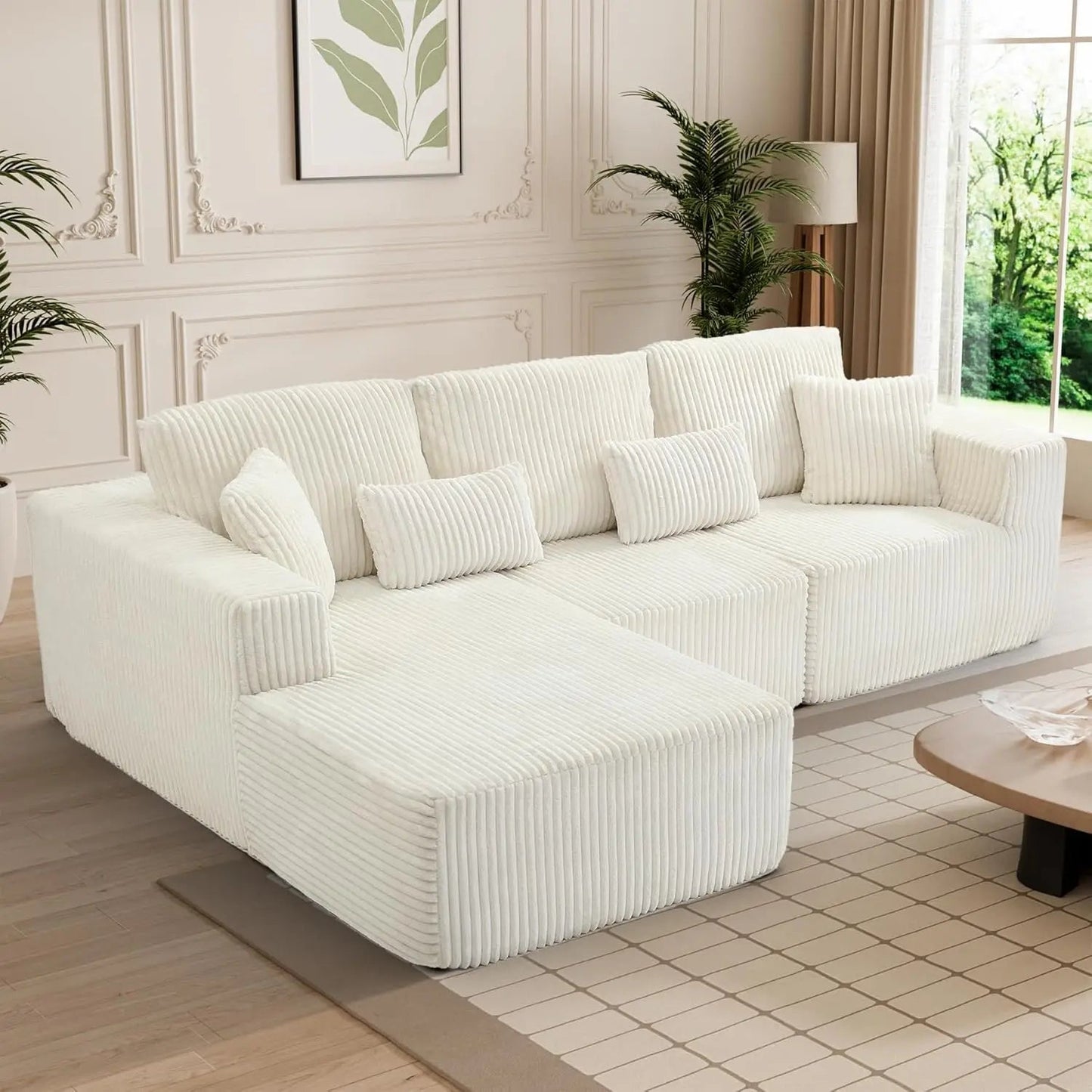 Modular Sectional Sofa Cloud Sectional Couch, 107" Comfy Fluffy L Shaped Black Couches for Living Room, Deep Seat Memory Foam - Blu Lotus Boutique