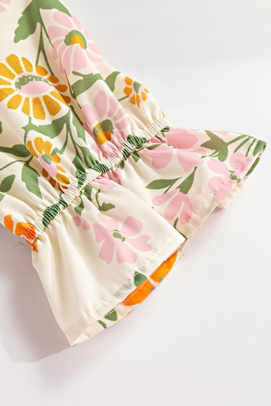 Multicolour Half Sleeve Boho Floral Blouse - Blu Lotus Boutique