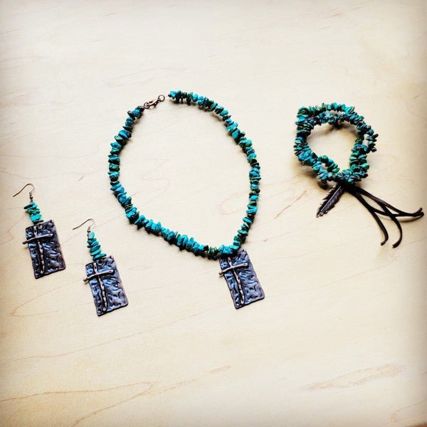 Natural Turquoise Stretch Bracelet w/ Feather - Blu Lotus Boutique