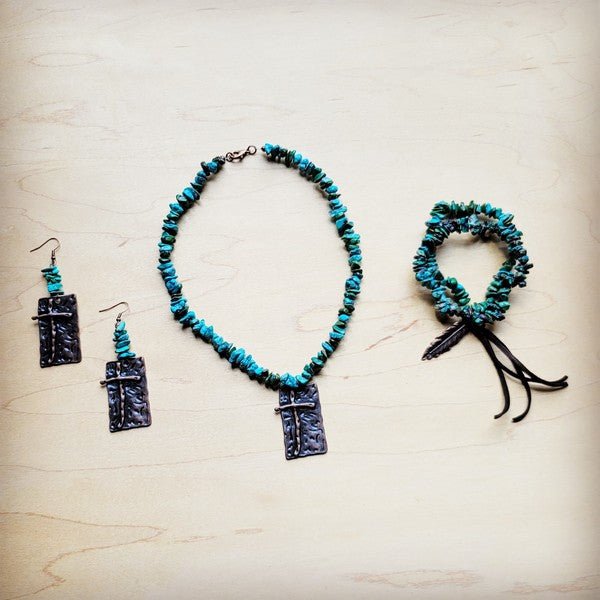 Natural Turquoise Stretch Bracelet w/ Feather - Blu Lotus Boutique