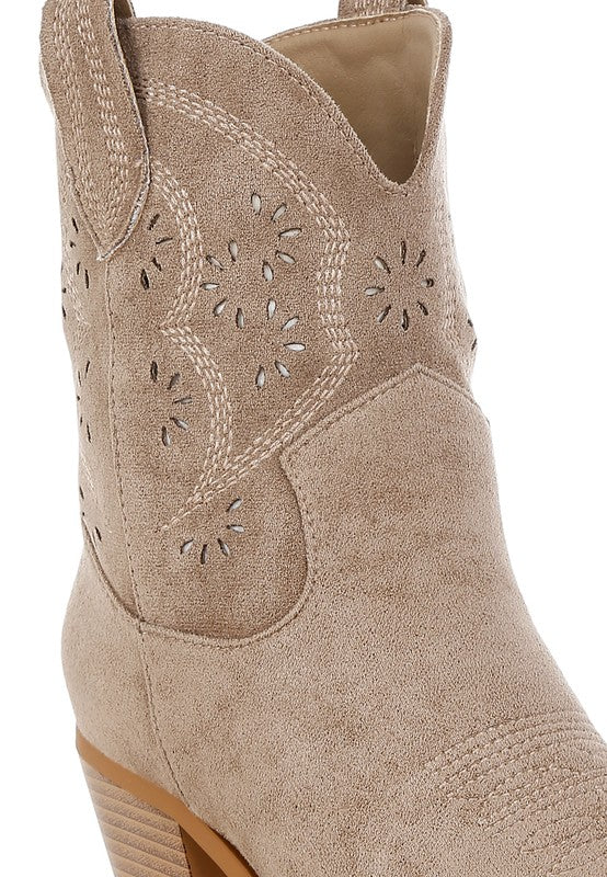 Nigel Cut Out Detail Cowboy Boots - Blu Lotus Boutique