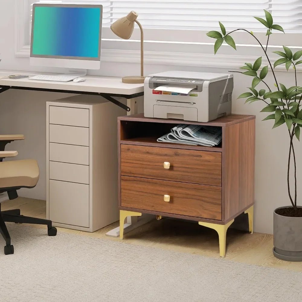 Nightstands Set of 2 with Wireless Charging Function, Wood Night Stands 2 Sets with Drawers and Open Shelf Storage - Blu Lotus Boutique