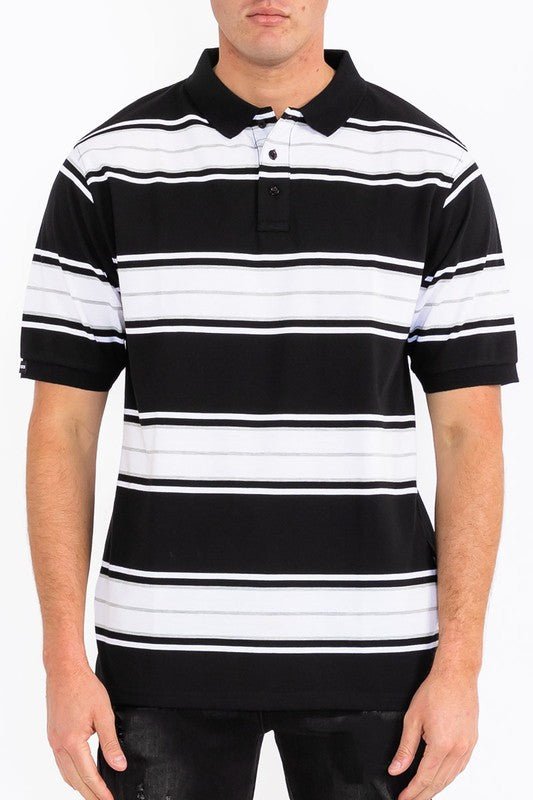Old School Striped Pique Polo Shirt - Blu Lotus Boutique