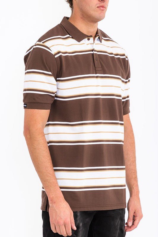 Old School Striped Pique Polo Shirt - Blu Lotus Boutique