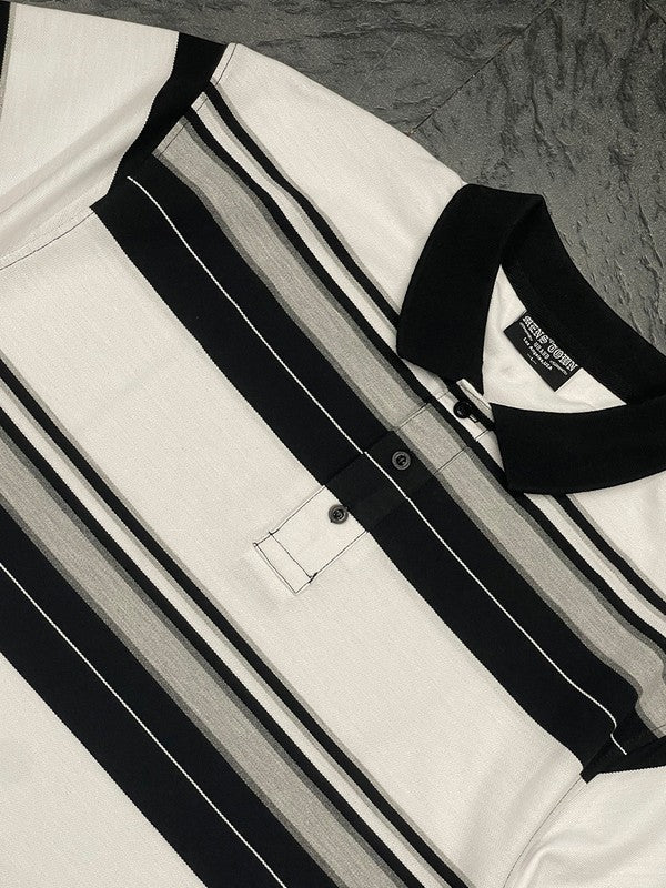 Old School Striped Pique Polo Shirt - Blu Lotus Boutique