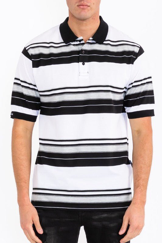 Old School Striped Pique Polo Shirt - Blu Lotus Boutique