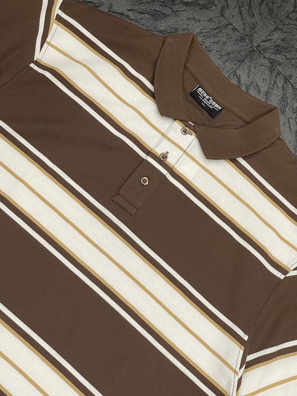 Old School Striped Pique Polo Shirt - Blu Lotus Boutique