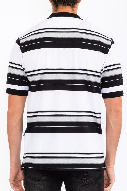 Old School Striped Pique Polo Shirt - Blu Lotus Boutique