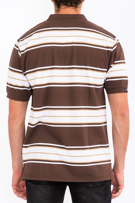 Old School Striped Pique Polo Shirt - Blu Lotus Boutique