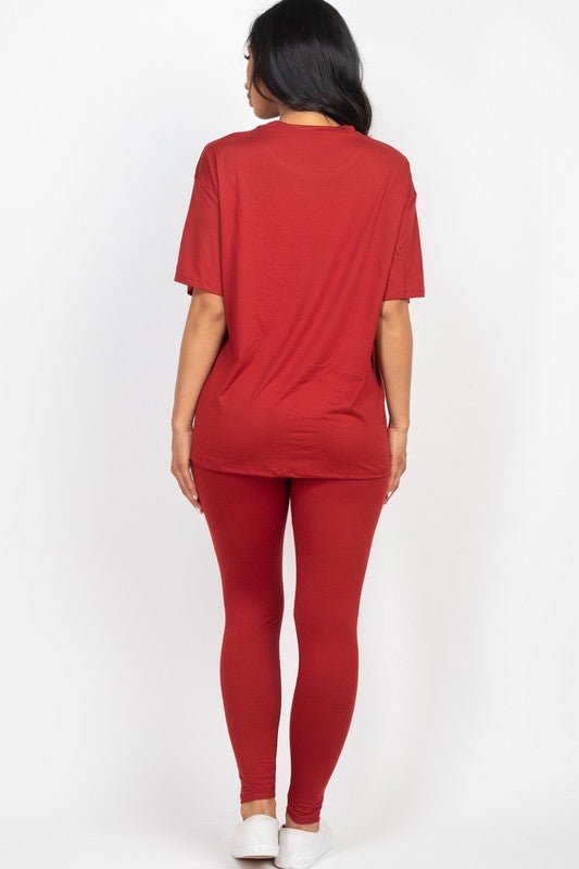 Oversized T-shirt & Leggings Set - Blu Lotus Boutique