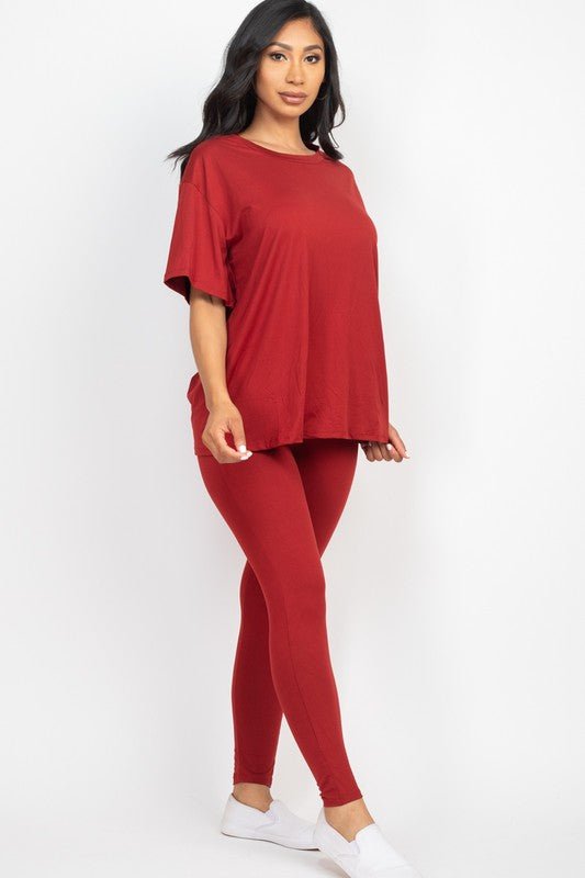 Oversized T-shirt & Leggings Set - Blu Lotus Boutique