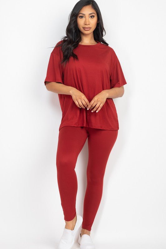 Oversized T-shirt & Leggings Set - Blu Lotus Boutique