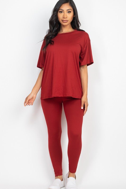 Oversized T-shirt & Leggings Set - Blu Lotus Boutique