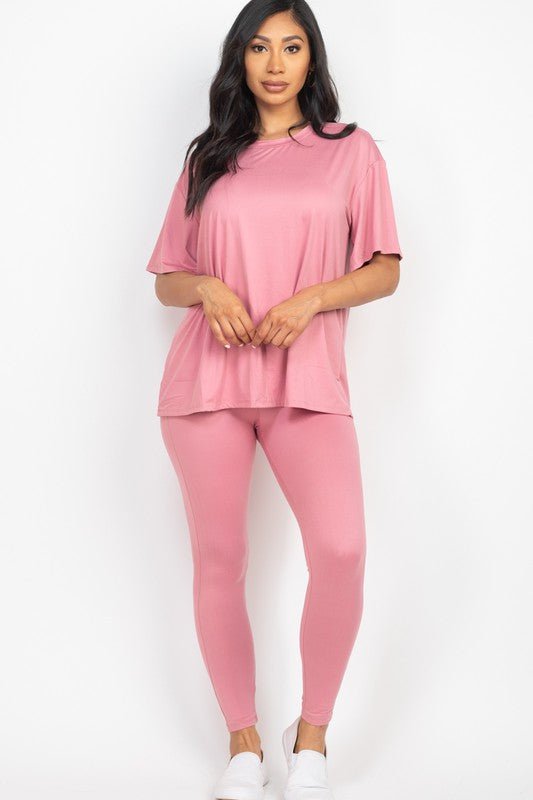 Oversized T-shirt & Leggings Set - Blu Lotus Boutique