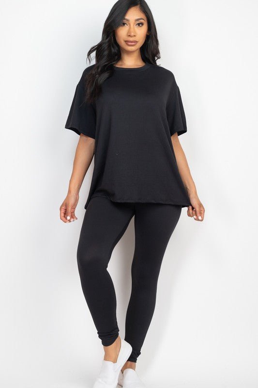 Oversized T-shirt & Leggings Set - Blu Lotus Boutique