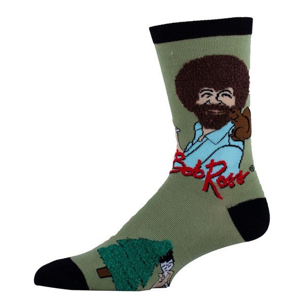 Painting Bob Ross - Men's Cotton Crew Funny Socks - Blu Lotus Boutique