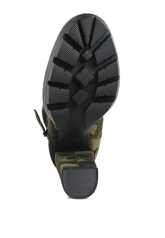 Palmetto Camouflage Ankle Boots - Blu Lotus Boutique