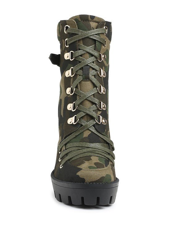 Palmetto Camouflage Ankle Boots - Blu Lotus Boutique