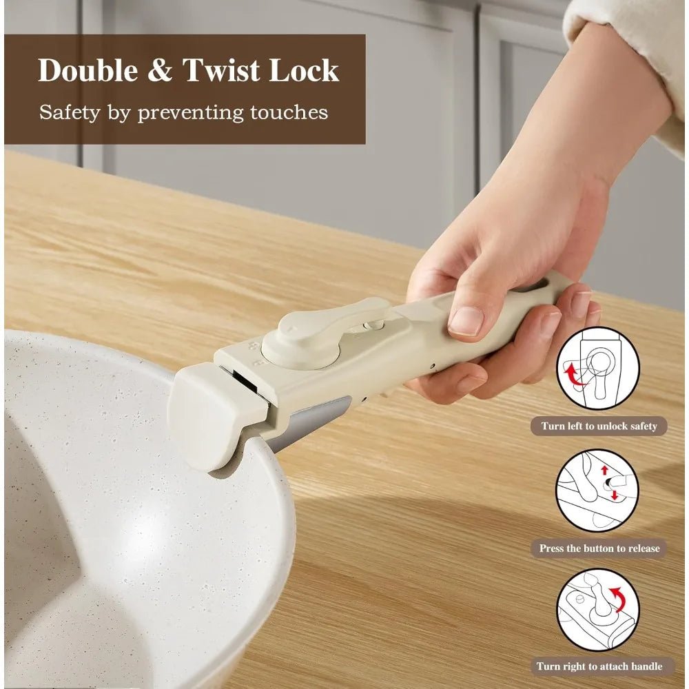 Pans Set Non Stick, Ceramic Cookware Set Detachable Handle,RV Kitchen Cooking Set Removeable Handles,Oven Safe, Induction Ready - Blu Lotus Boutique