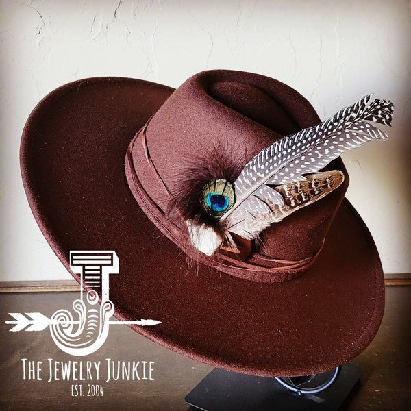 Peacock Guinea Feather&Turq Slab Haband Choice Hat - Blu Lotus Boutique