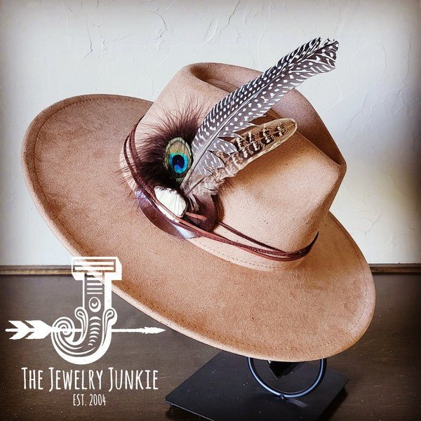Peacock Guinea Feather&Turq Slab Haband Choice Hat - Blu Lotus Boutique