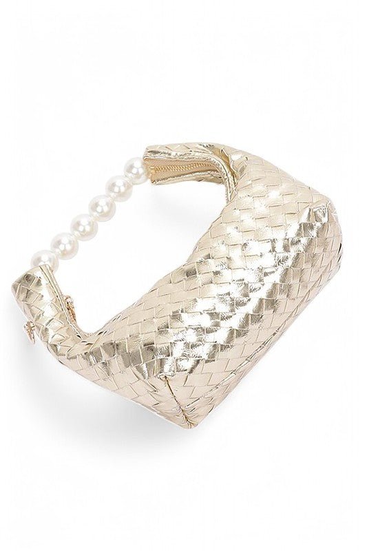 Pearl Handle Metallic Small Convertible Clutch Bag - Blu Lotus Boutique