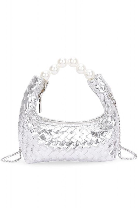 Pearl Handle Metallic Small Convertible Clutch Bag - Blu Lotus Boutique