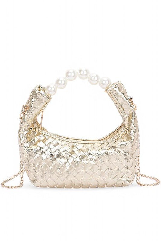 Pearl Handle Metallic Small Convertible Clutch Bag - Blu Lotus Boutique