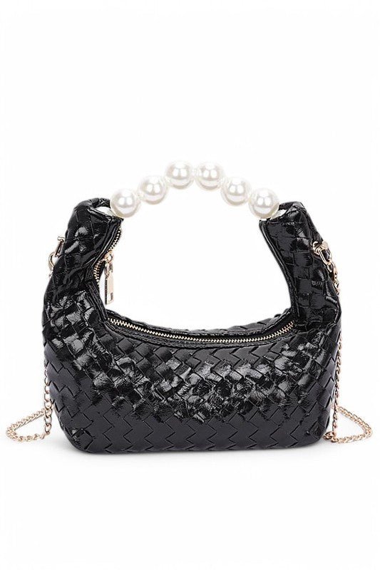 Pearl Handle Metallic Small Convertible Clutch Bag - Blu Lotus Boutique