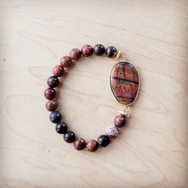 Picasso Jasper Bracelet w Center Agate Stone - Blu Lotus Boutique