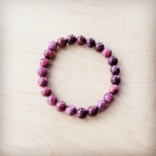 Pink Agate Beaded Stretch Bracelet 810y - Blu Lotus Boutique