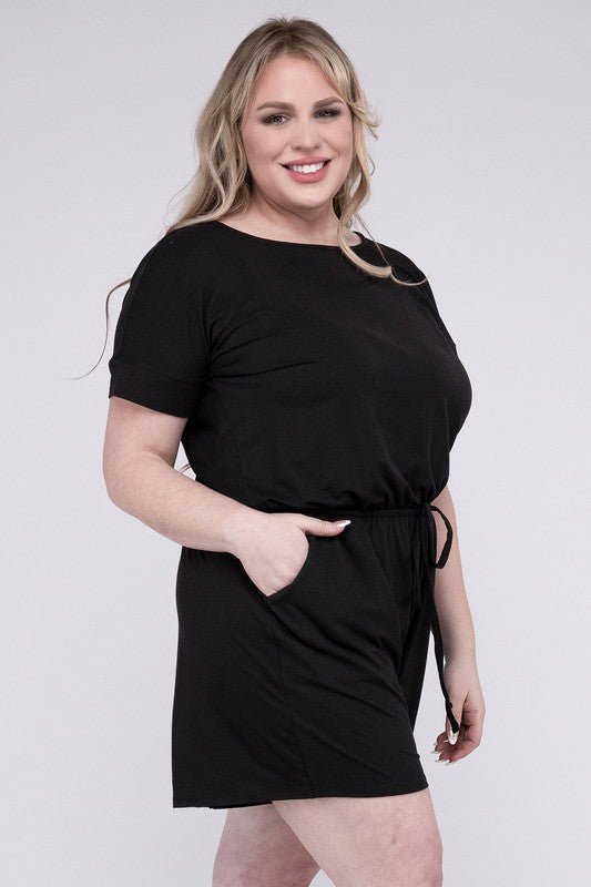 Plus Brushed DTY Romper with Pockets - Blu Lotus Boutique