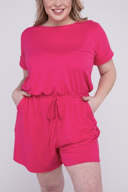Plus Brushed DTY Romper with Pockets - Blu Lotus Boutique