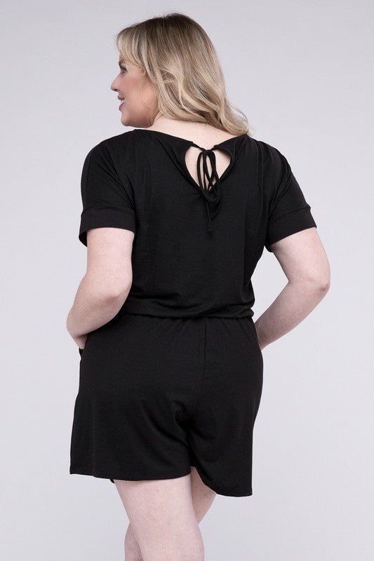 Plus Brushed DTY Romper with Pockets - Blu Lotus Boutique