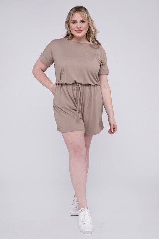 Plus Brushed DTY Romper with Pockets - Blu Lotus Boutique