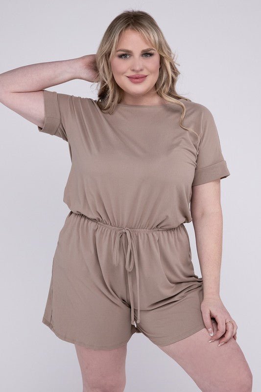 Plus Brushed DTY Romper with Pockets - Blu Lotus Boutique