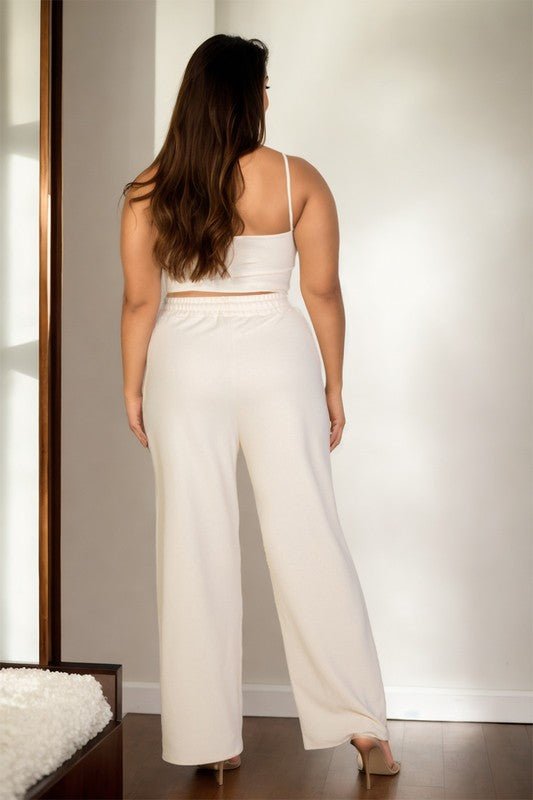 Plus Bustier Crop Cami Top & Pocket Straight Pants - Blu Lotus Boutique