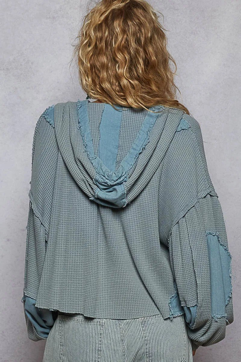 POL Contrast Cropped Jacket with Raw Edge Detail - Blu Lotus Boutique