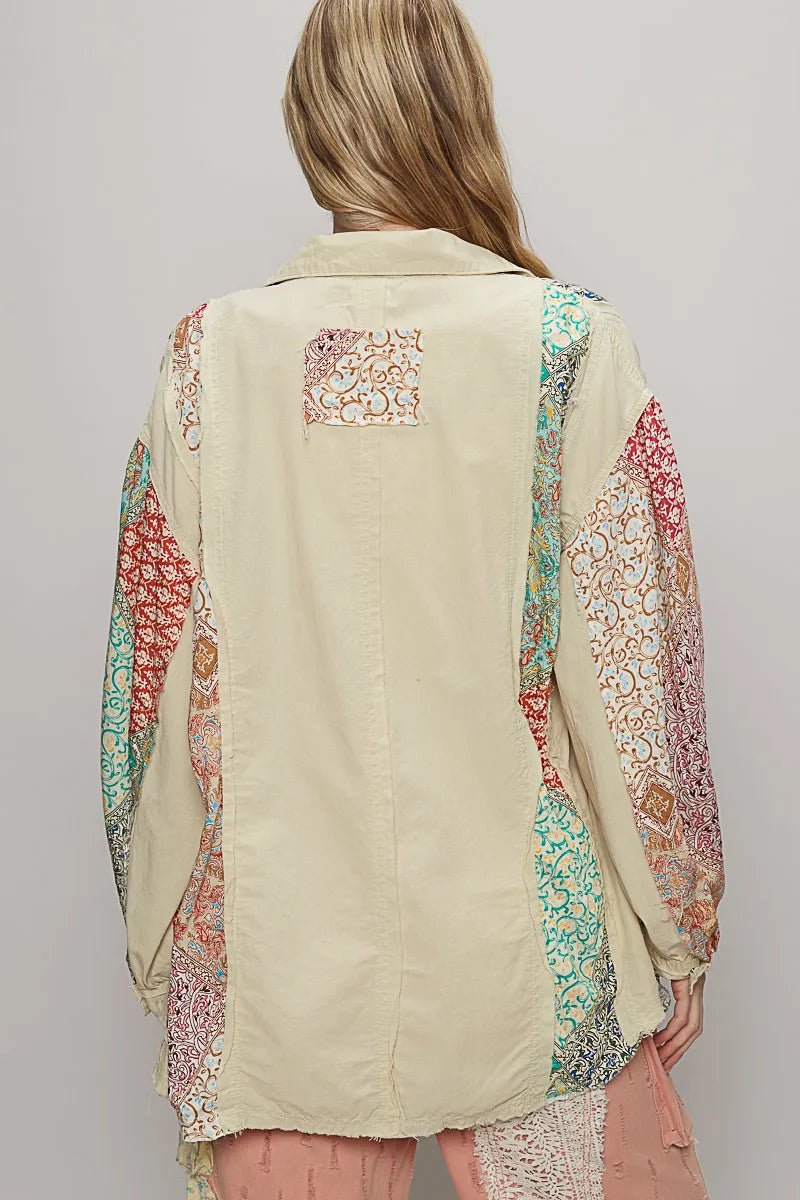 POL Printed Button Up Oversized Shirt - Blu Lotus Boutique