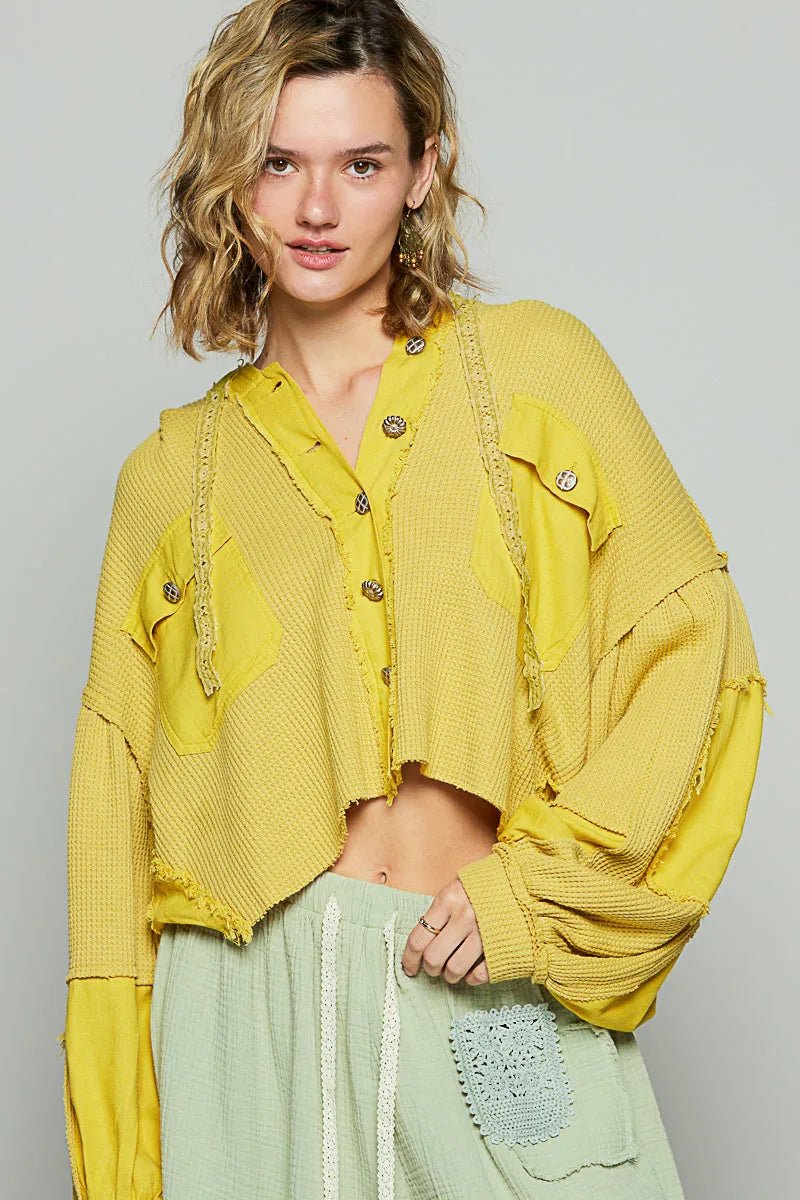 POL Raw Hem Cropped Hooded Jacket - Blu Lotus Boutique