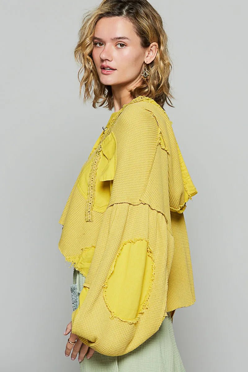 POL Raw Hem Cropped Hooded Jacket - Blu Lotus Boutique