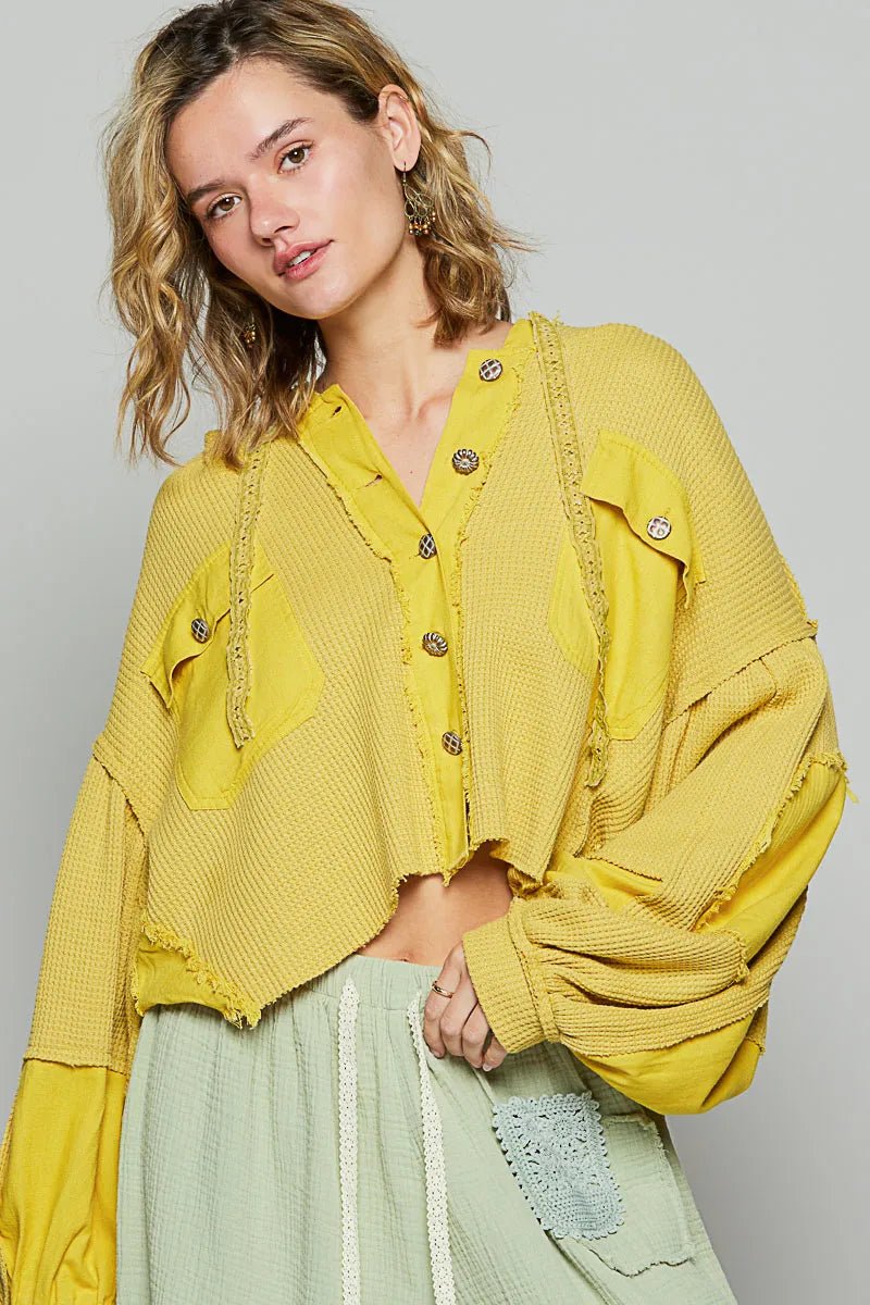 POL Raw Hem Cropped Hooded Jacket - Blu Lotus Boutique